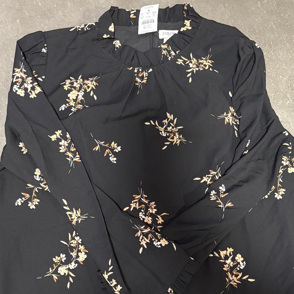 J. Crew Black and Cream Floral Dress Size 16 BRAND NEW DRESS